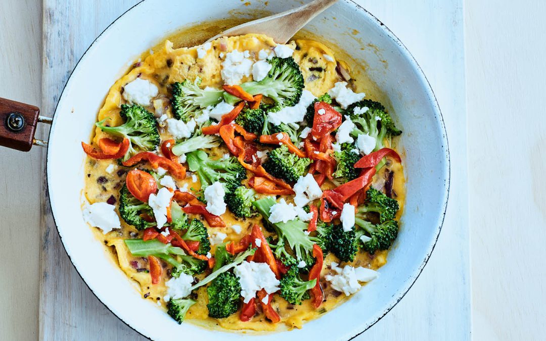 Broccoli, Capsicum and Feta Omelette