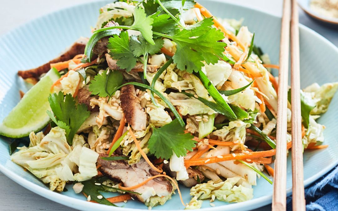 Chinese Chicken and Cabbage Salad with Ginger, Soy, Sesame and Honey