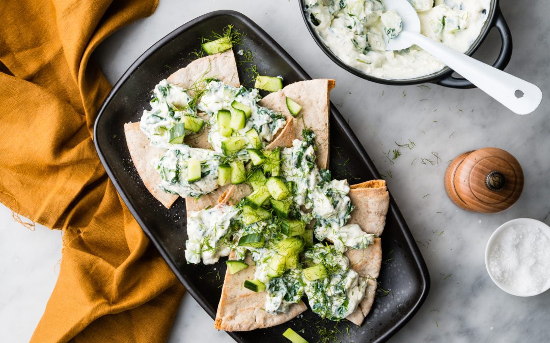 Fresh Start Restart: Spinach & Cucumber Tzatziki With Wholemeal Pita Chips  