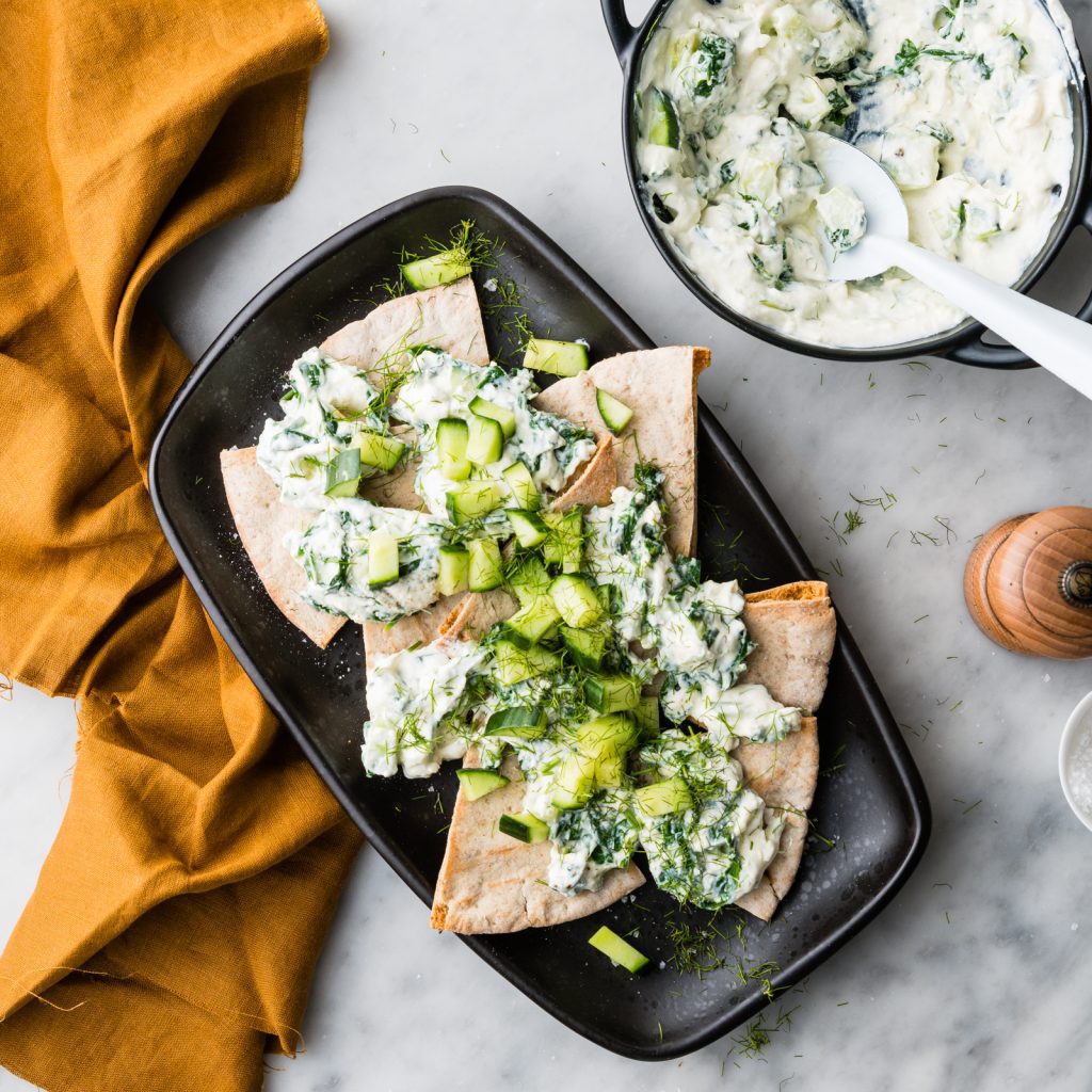 FS Spinach Cucumber Tzatziki with Wholemeal Pita Chips 2