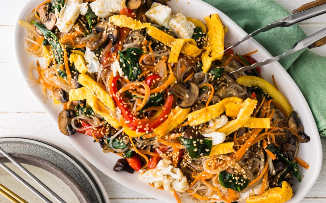 Korean Vegetarian Japchae Glass Noodle Stir-Fry