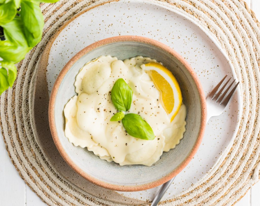 K Ravioli with Lemon Mascarpone Sauce