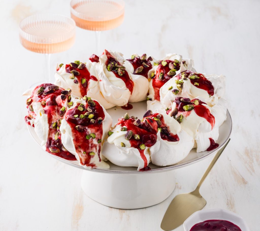 K Pavlova Wreath with Plum Rhubarb Serves 10 opt 1