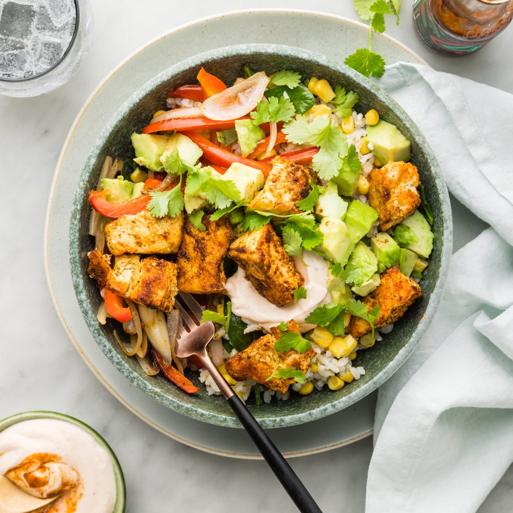 FS Smoky Tofu Fajita Bowl with Avocado Coriander