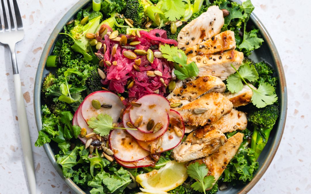 Chicken & Super Seed Green Bowl with Kraut & Lime