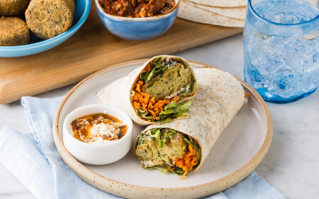 Falafel & Sundried Tomato Wraps with Yoghurt
